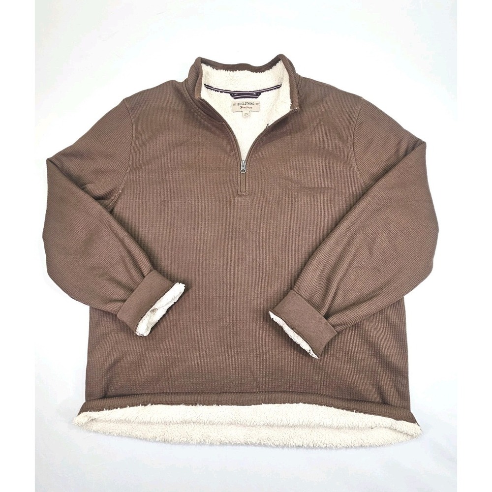 BC Clothing Sweater Men XXLarge Fleece Lined Quarter 1/4 Zip Pullover Sweatshirt